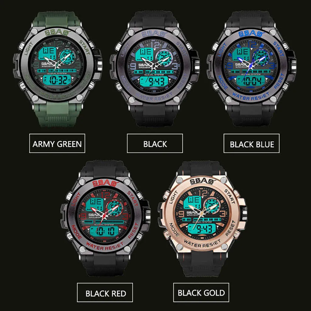 

Fashion Sports Men Watch Multi Function Large Dial Round Double Display Special Digital Forces Sports Men's Watches relogio