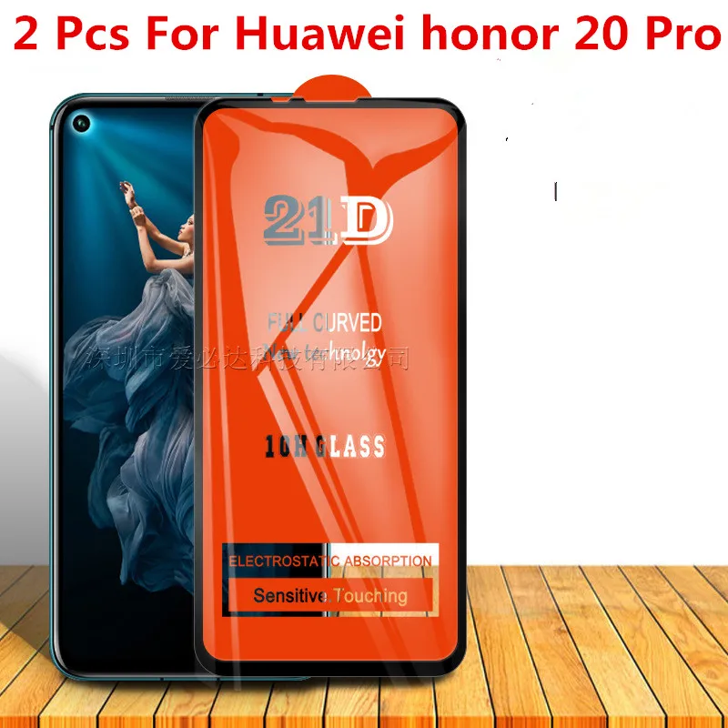 

Закаленное стекло с полным покрытием для Huawei honor 20 Pro, 2 шт., Защита экрана для Huawei honor20pro, стеклянная пленка