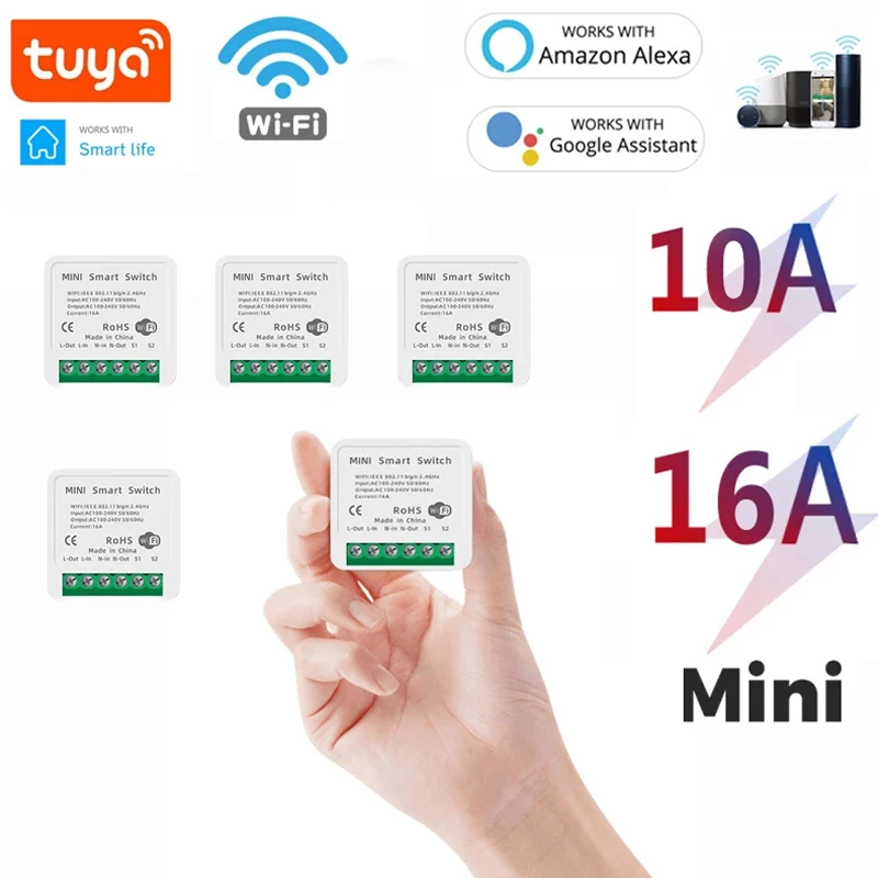 

Умный выключатель Tuya с поддержкой Wi-Fi, 16 А, 10 А