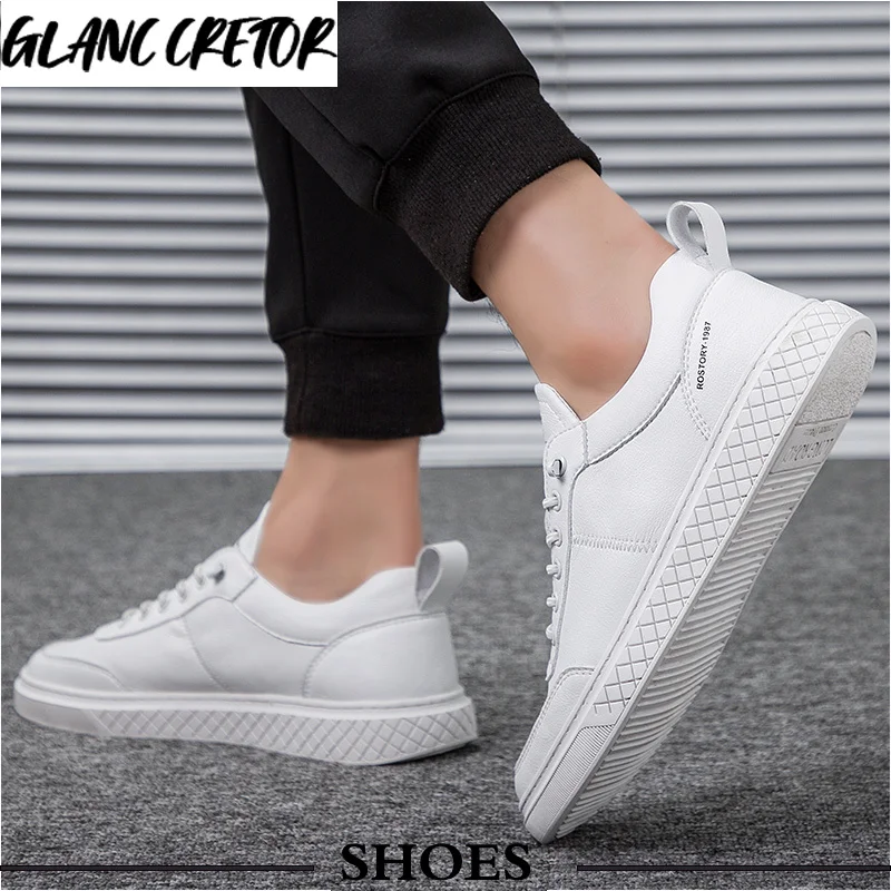 

Leather Men Sneakers White Male Leather Shoes 2021 Korean Version Brand Fashion Casual Leather Shoes Men Leather Shoes