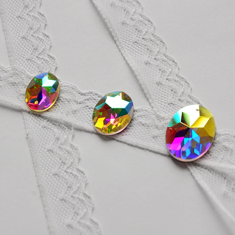 2052TH AB овальные Стразы с кристаллами стразы плоской задней поверхностью