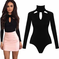 ladies overalls sexy women boysuit rompers hollow out one pieces 2019 spring autumn long sleeve high necked bodycon body suit
