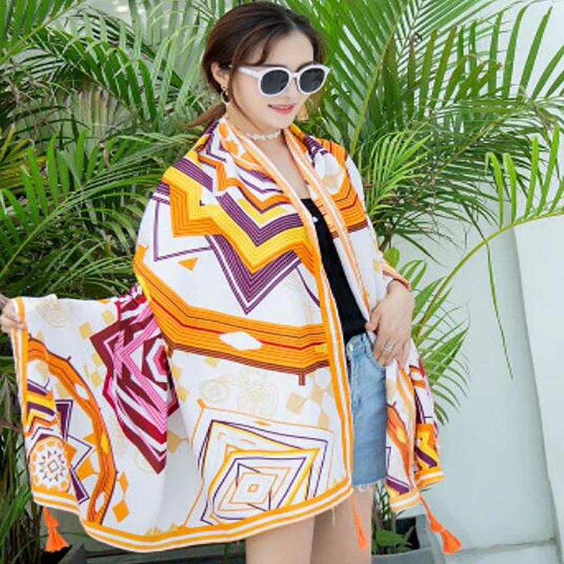 

Women Scarf Polygon Summer Cotton And Linen Ethnic Style Travel Scarf Sunscreen Scarf Shawl Female Beach Towel For Ladies