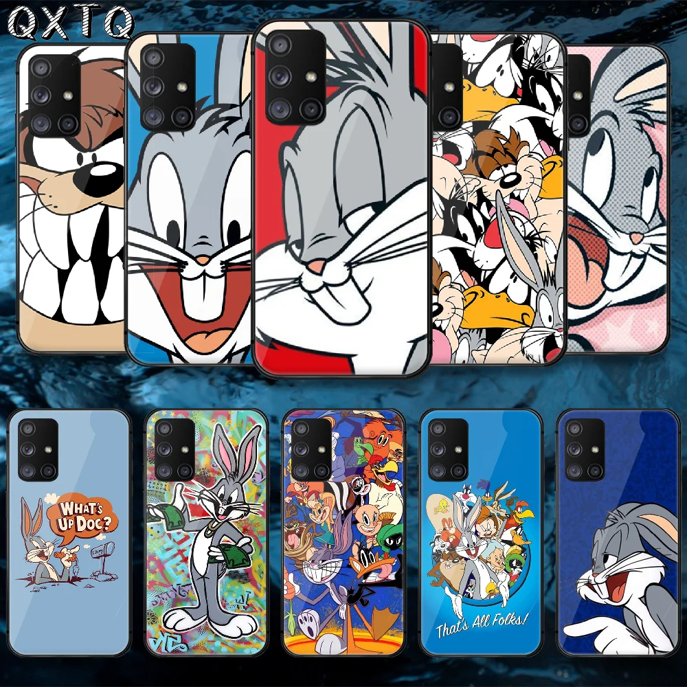 

Cartoon Bunny Rabbit Tempered Glass Phone Case Bag Cover For Samsung Galaxy A 10 12 20E 21 30 32 50 40 51 52 70 71 72 Hoesjes