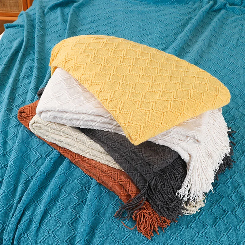 

Объемное вязаное одеяло для кровати, дивана, декоративное Скандинавское диванное одеяло, плед, гобелен, чехол для кровати, дивана, дорожное ...