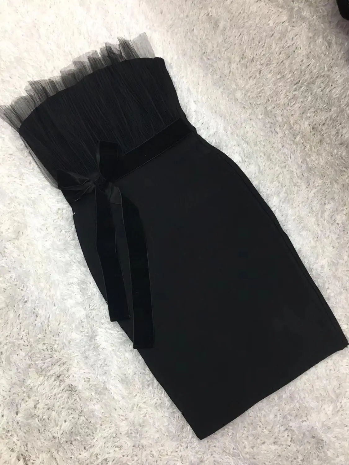 

Summer Style Sexy Strapless Backless Black Ruffles Women Bandage Dress 2020 Designer Fashion Evening Party Dress Vestido