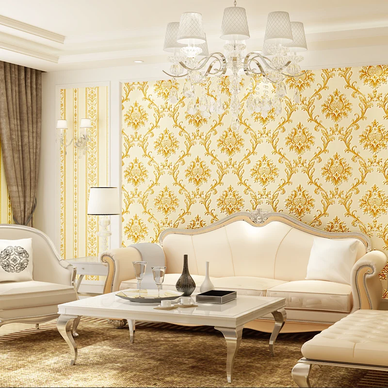 Beibehang Роскошная Европейская тисненная Дамасская настенная бумага для гостиной 3d
