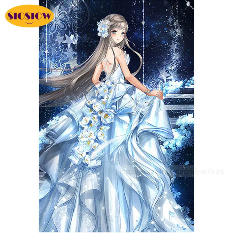 Алмазная живопись 5d сделай сам мультяшная девушка аниме фигурка полная выкладка