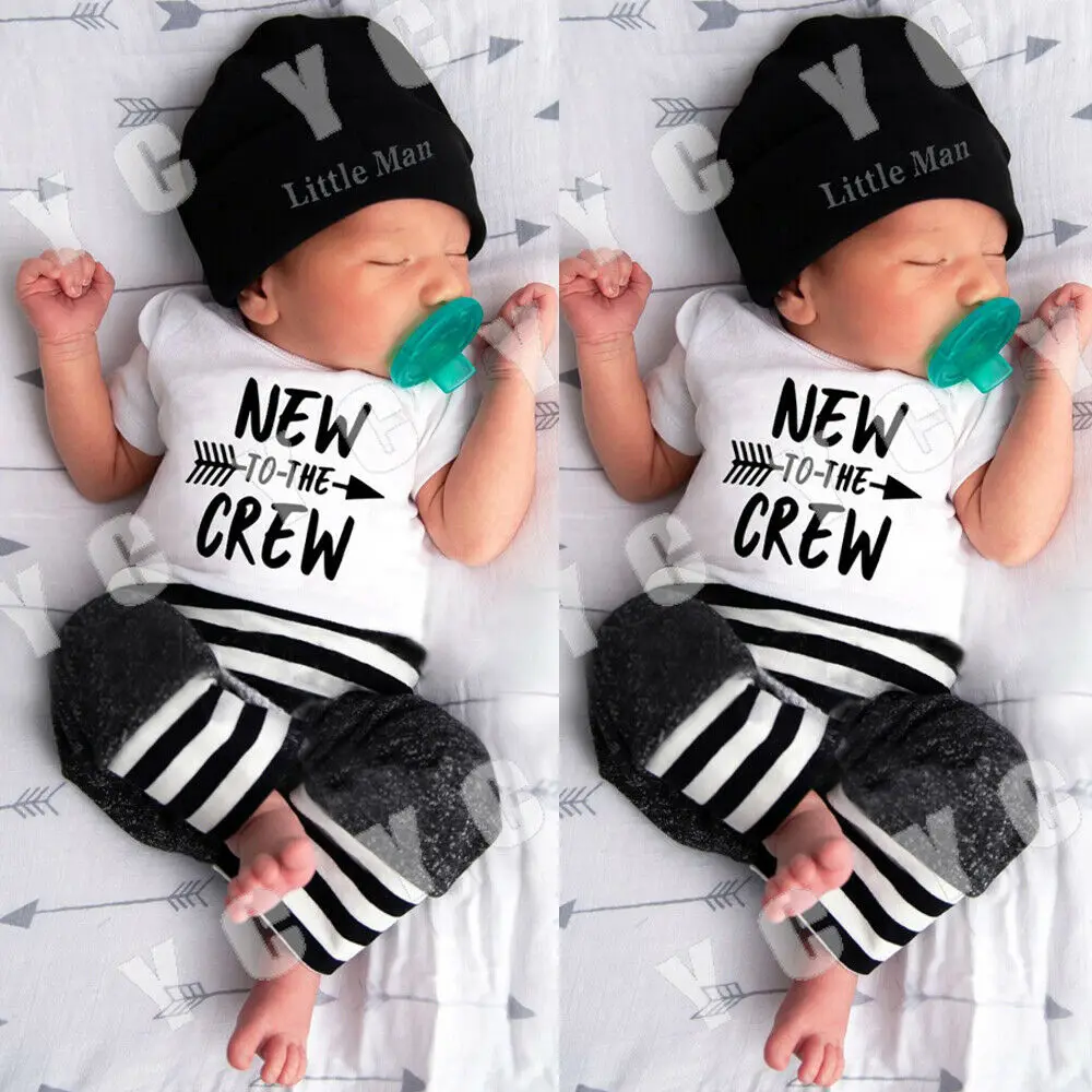3-18M 3PCS New Infant Newborn Baby Boy Romper + Pants Outfit Clothes Bodysuit Playsuit Set Autumn Outfits |