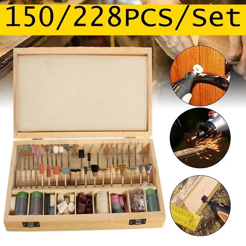 

150pcs Rotary Tool Accessory Bits Kit For Dremel Grinding Hobby Drill Tool