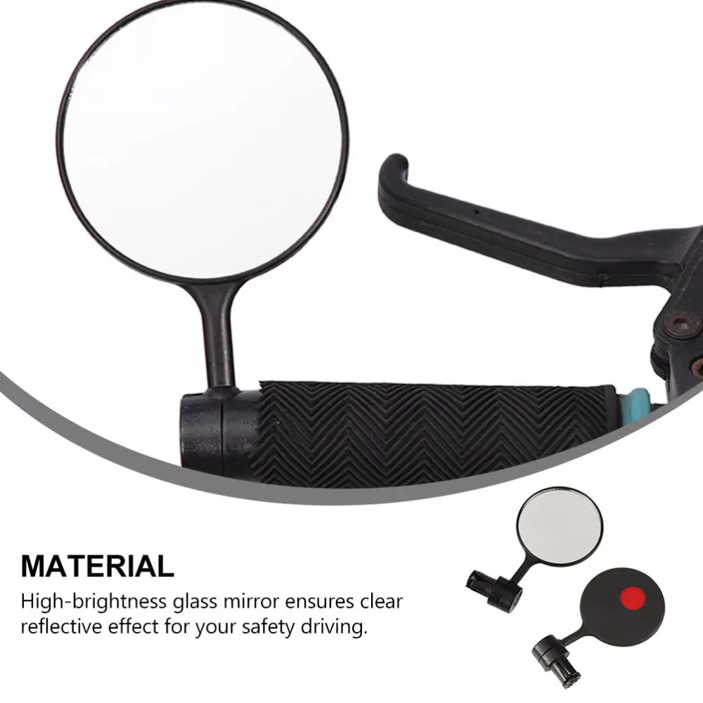 

1 Pair Round Mountain Bike Rearview Mirrors Safety Adjustable Bar End Mirrors