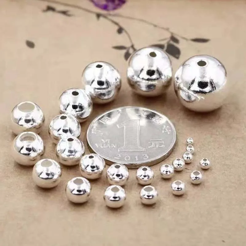 Маленькое отверстие подлинное Настоящее чистое твердое серебряные бусины 925