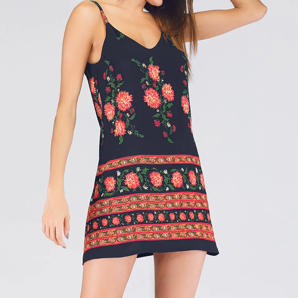 Женское платье в стиле бохо летняя мода для отдыха цветочный принт сексуальные