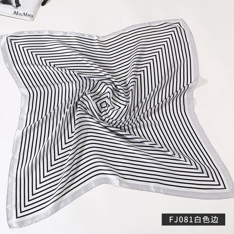 

Fashion Silk Satin Kerchief Striped Print Headband Hair Scarf For Women 70*70cm Small Head Scarf Bandana Neck Scarves For Ladies