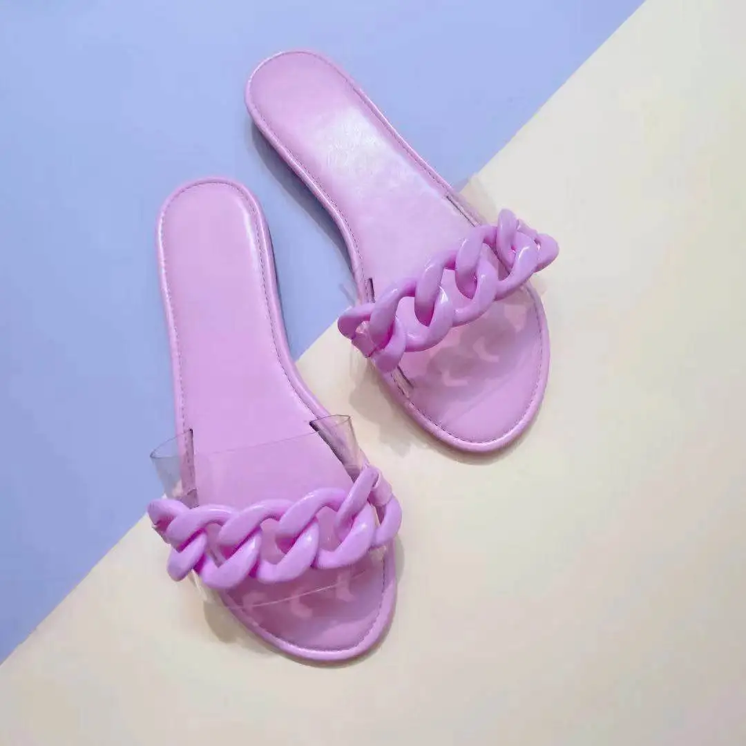 

2021 new women's shoes casual style color buckle low heel sandals women's one foot big size