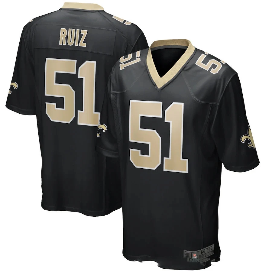 

Bilok New Embroidery American Jersey New Orleans Saints 51# Ruiz Fans Wear Men Women Kid Youth Football Rugby Jersey