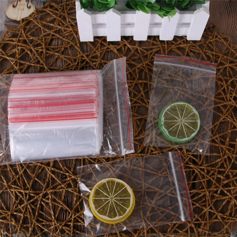 100 шт пластиковые пакеты Ziplock упаковка для пищевых продуктов ювелирные изделия небольшой замок типа молния сумки прозрачные свежие сохраняя пыленепроницаемый для хранения конфет