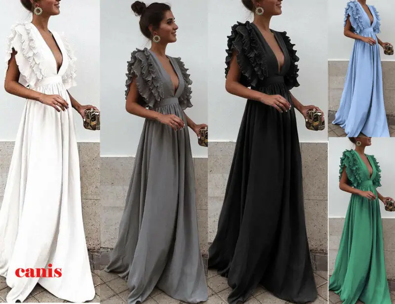 Женское элегантное длинное платье макси в наличии на складе США вечернее