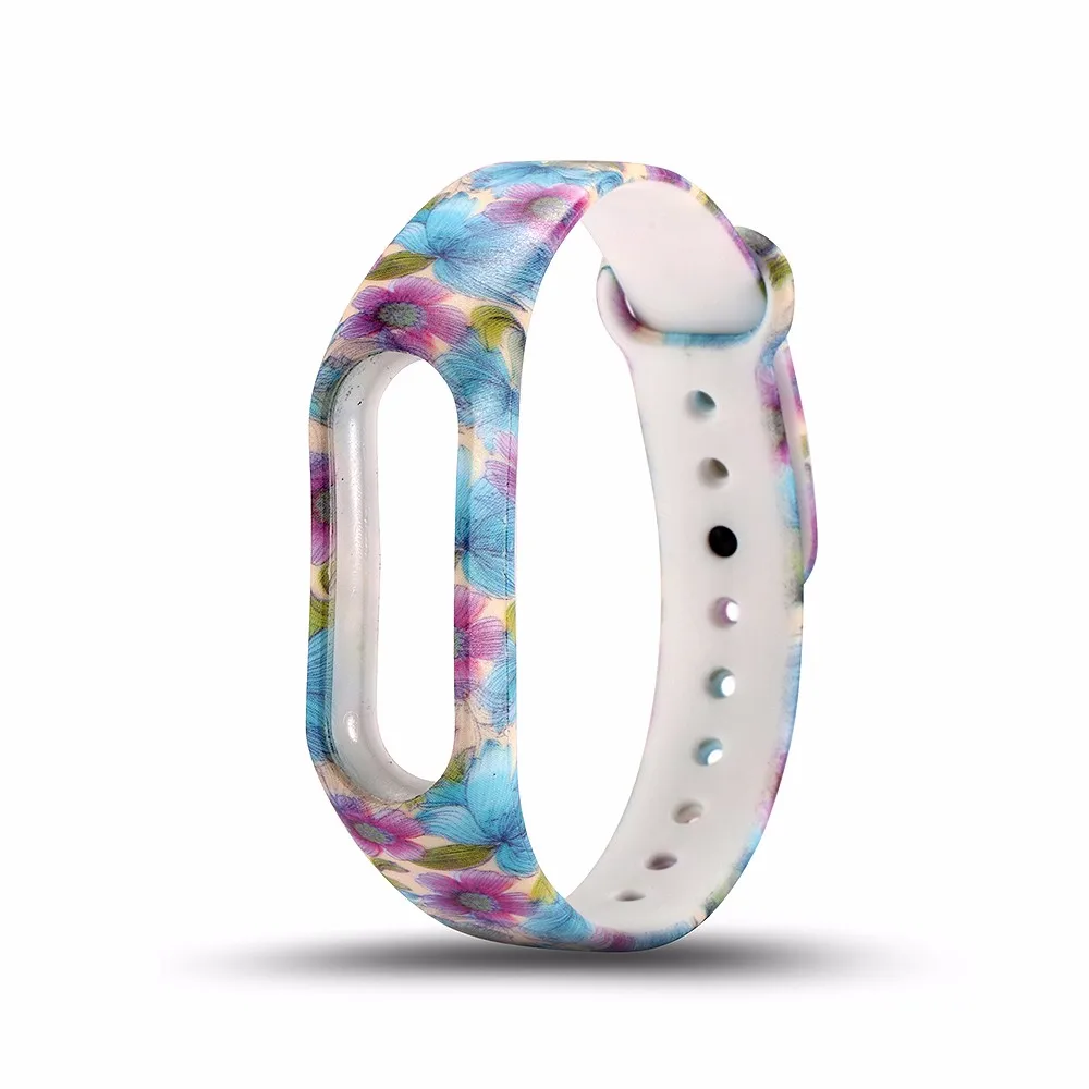 Красочные разнообразные цветы mi band 2 ремешок силиконовый Браслет замена mi band 2 ремни для xiaomi Fashion