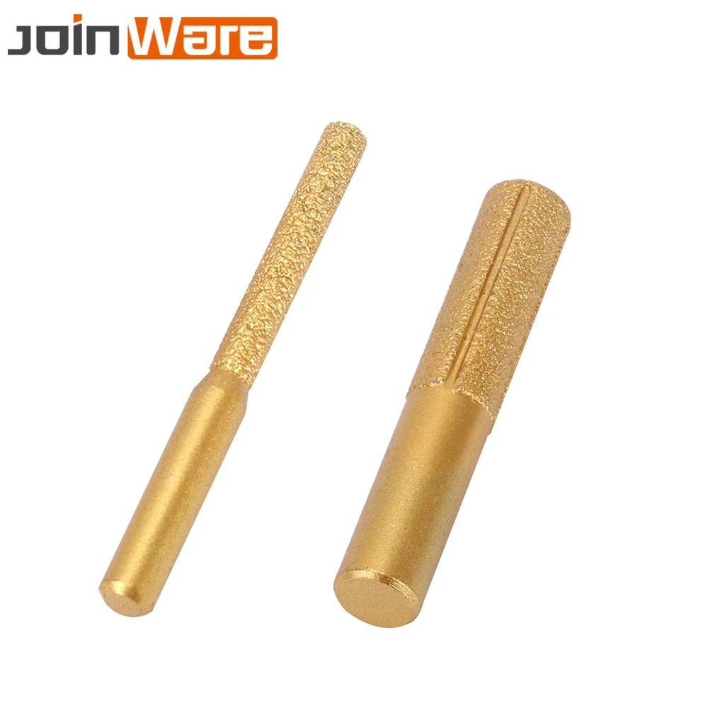 

2Pcs Vacuum Brazing Brazed Diamond Router 6.35/12.7MM Shank Straight Finger Bit With Marble Granite Knife Rotary Drill Tool