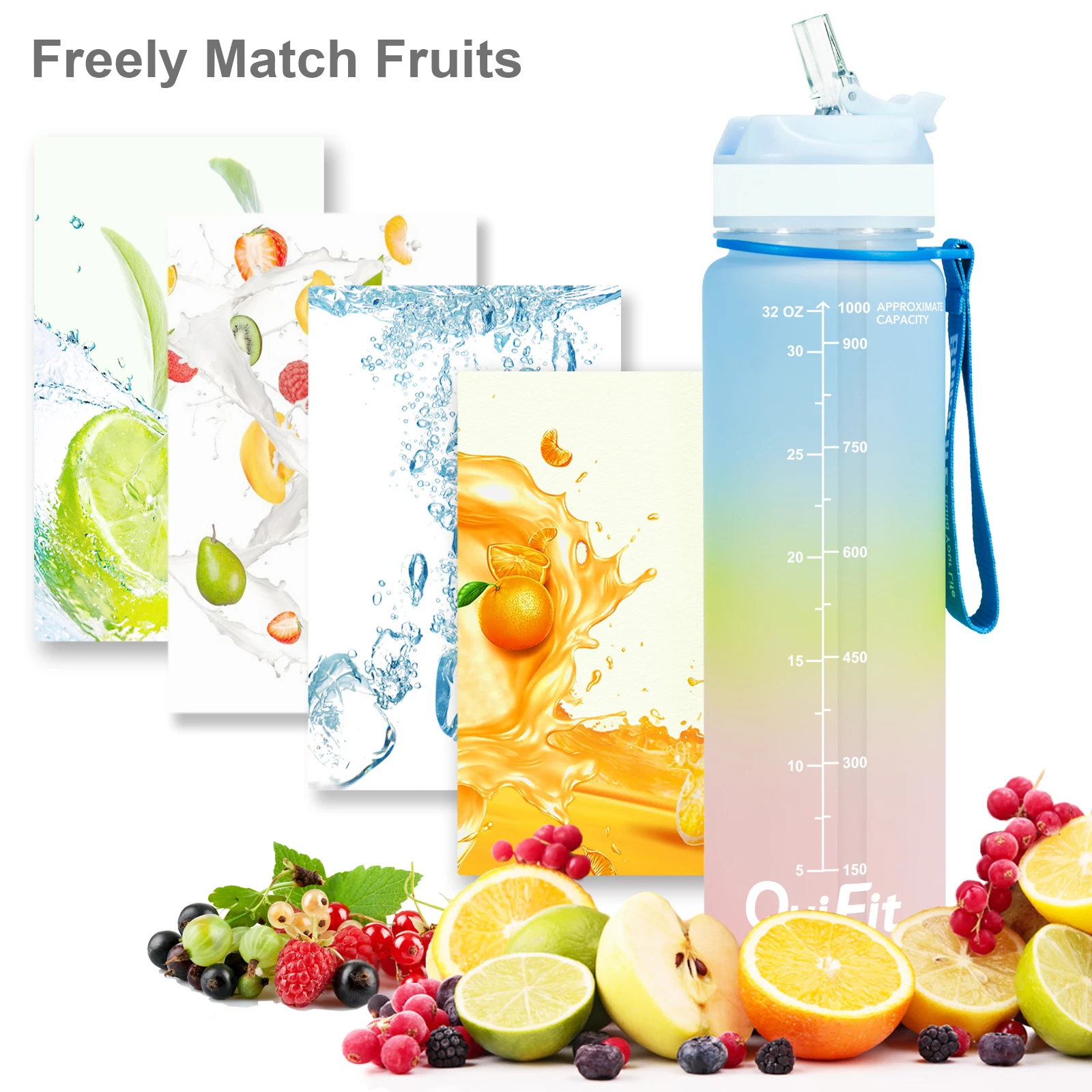 Бутылка для воды QuiFit из тритана 1 л 32 унции 1000 мл | Дом и сад