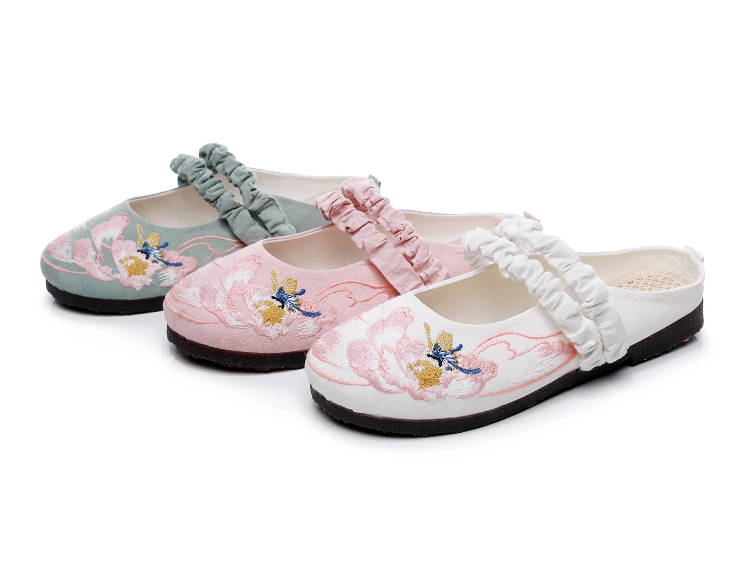 

sandalias-Butterfly in the new flowers jelly bottom hanfu embroidered folk embroidery household slippers