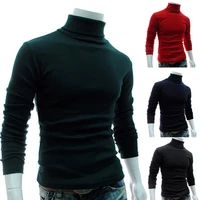 wholesales autumn men solid color turtle neck long sleeve sweater slim knitted pullover top
