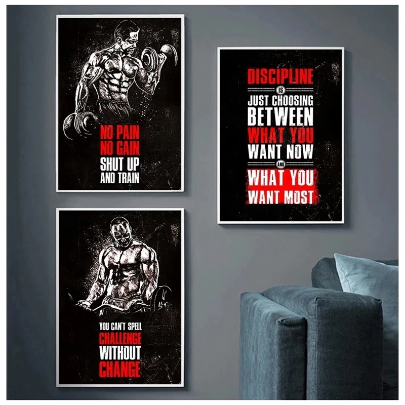 

Muscle Bodybuilding Fitness Motivational Quotes Canvas Painting Poster Wall Picture Print Home Gym Office Decor Wall Stickers