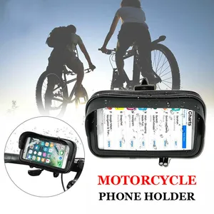 bicycle motorcycle reaview mirror mobile phone holder bag for iphone samsung huawei gps waterproof cycling handlebar case mount free global shipping
