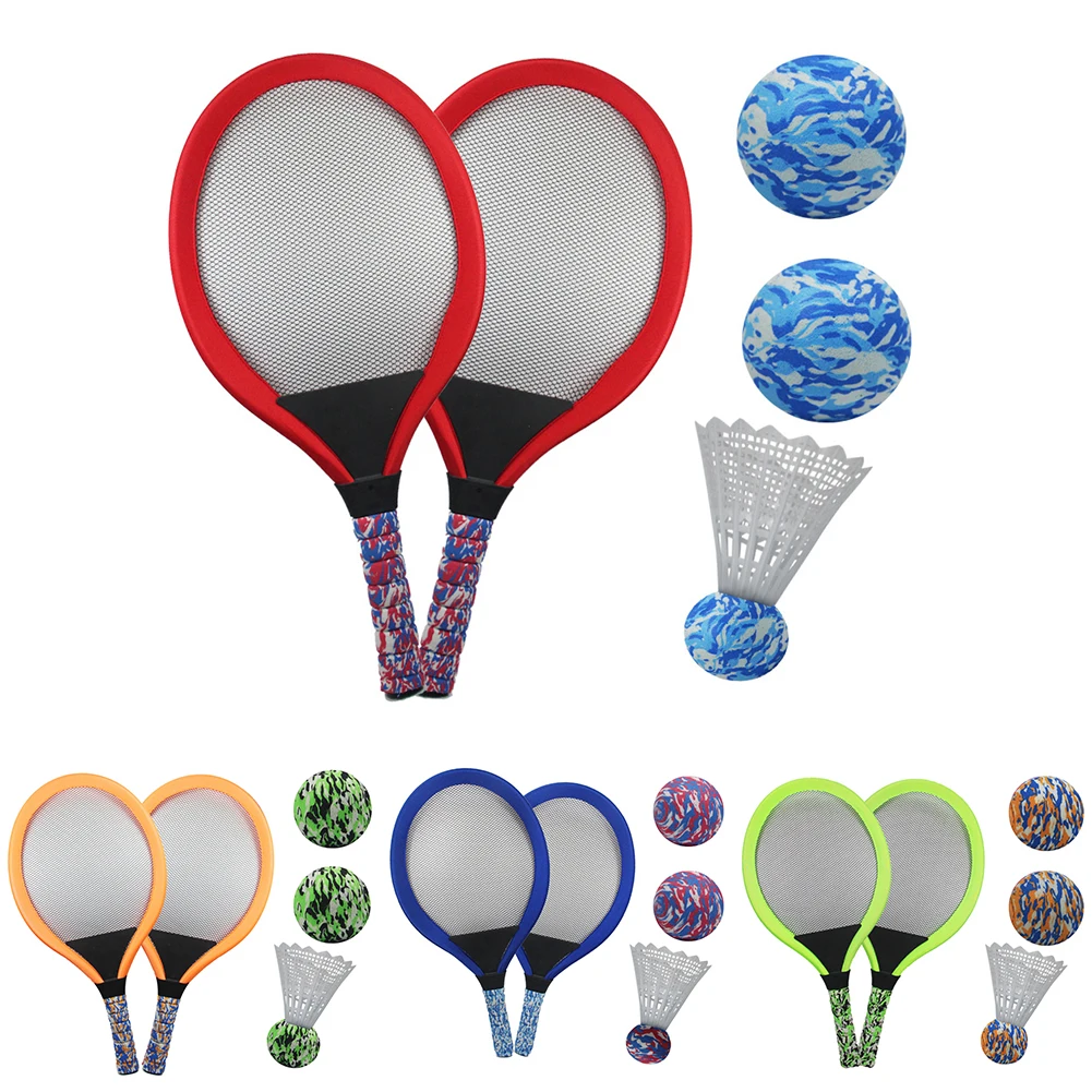 

Kids Gift Portable Beginner Outdoor Sports Funny Indoor Badminton Ball Durable Beach Toy Training Kindergarten Tennis Racket Set