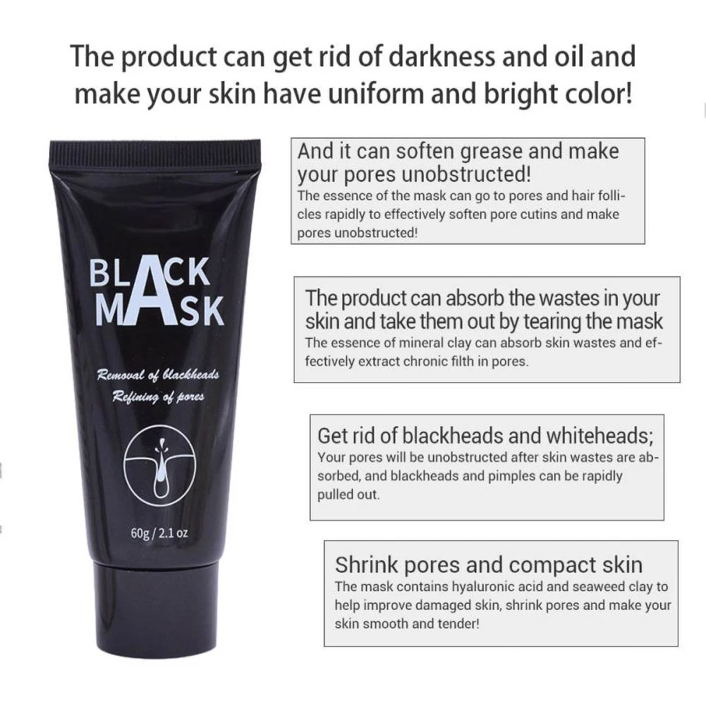 

New Blackhead Remover Mask Face Care Mud Peel Off Mask Acne Treatment Oil Control Black Mask Deep Cleansing Facial Mask