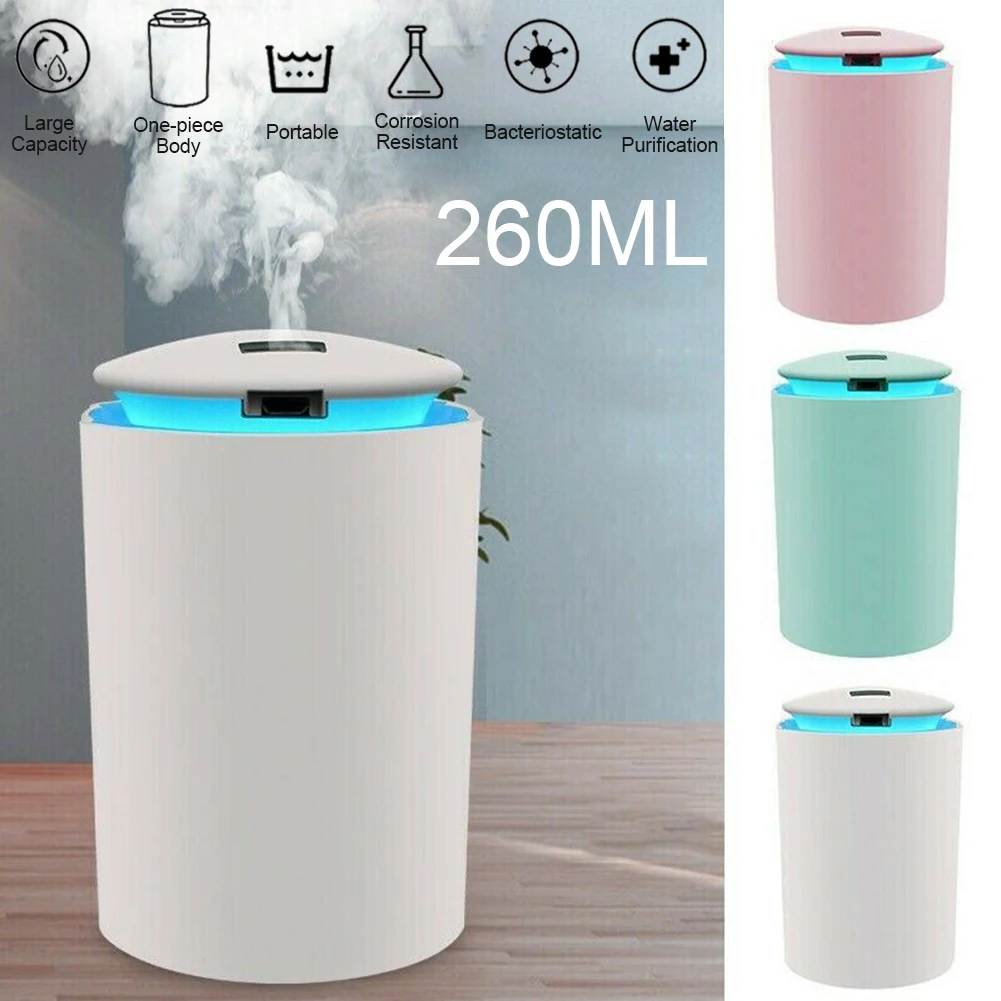 

Home Mist Humidifier 260ml Water Tank Quiet Bedroom Babyroom Air Humidifier For Car, Office, Spa, Bedroom, Baby Room, etc.