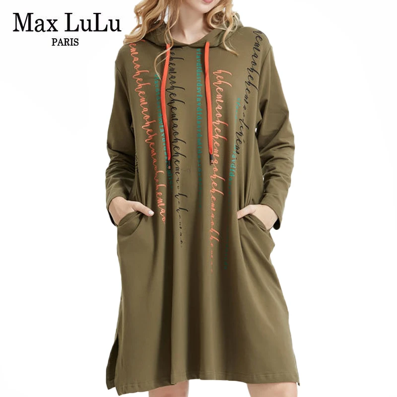 Max LuLu модная Корейская дизайнерская уличная Женская длинная одежда с капюшоном