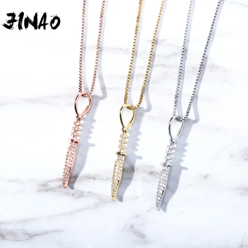 

Кулон JINAO из стерлингового серебра 925 пробы, высокое качество, циркониевый в виде льда кулон с кинжалом, модное украшение в стиле хип-хоп для ...