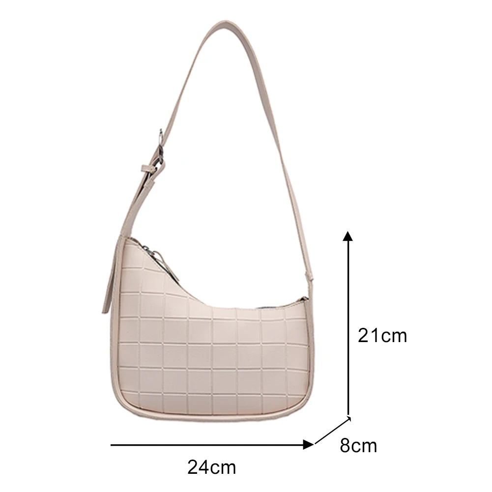 

New Fashion Women Plaid Pure Color Simple Underarm Shoulder Bags Vintage PU Leather Small Handbags Ladies Casual Crossbody Bags