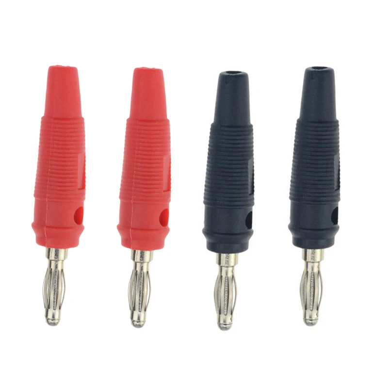 2pcs RED 2pcs BLACK 4 шт. 4 мм Аудио вилка штекерного типа динамика посеребренные соединители красный черный зеленый желтый синий - Цвет: 2pcs RED 2pcs BLACK