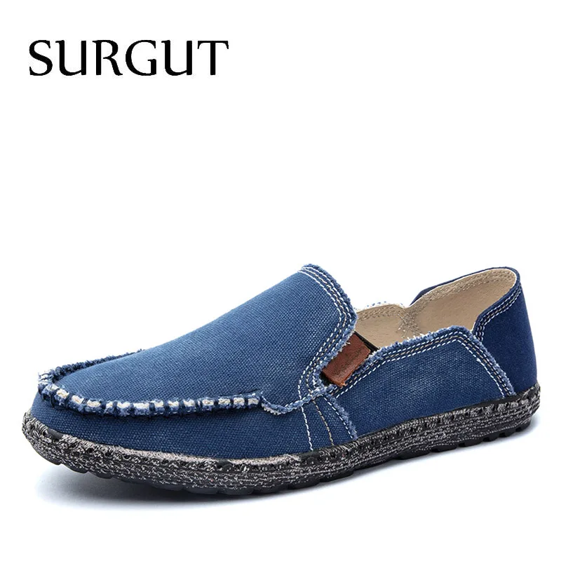 02 Blue SURGUT/Мужская парусиновая обувь; дышащая повседневная обувь для вождения; легкие эспадрильи; мужская обувь на плоской подошве; мягкие лоферы; большие размеры 39-47 - Цвет: 02 Blue