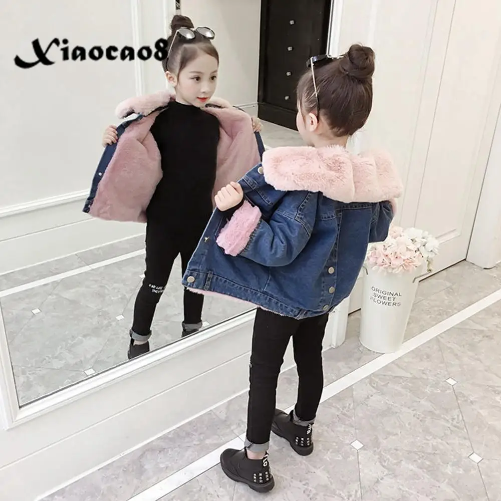 Winter jackets girls coats baby toddler girl thicken kids denim warm collar coat fashion children's clothing outerwear | Детская
