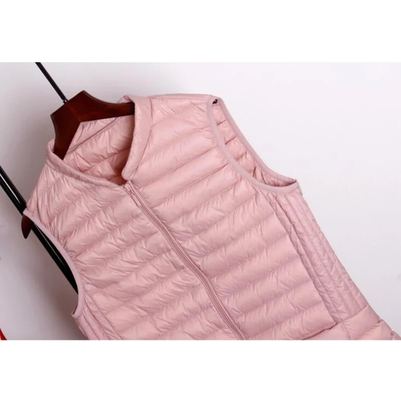 

SEDUTMO Winter Slim Duck Down Women Vest Short Tunic Waistcoat Spring Puffer Jacket Pocket Parkas ED1268