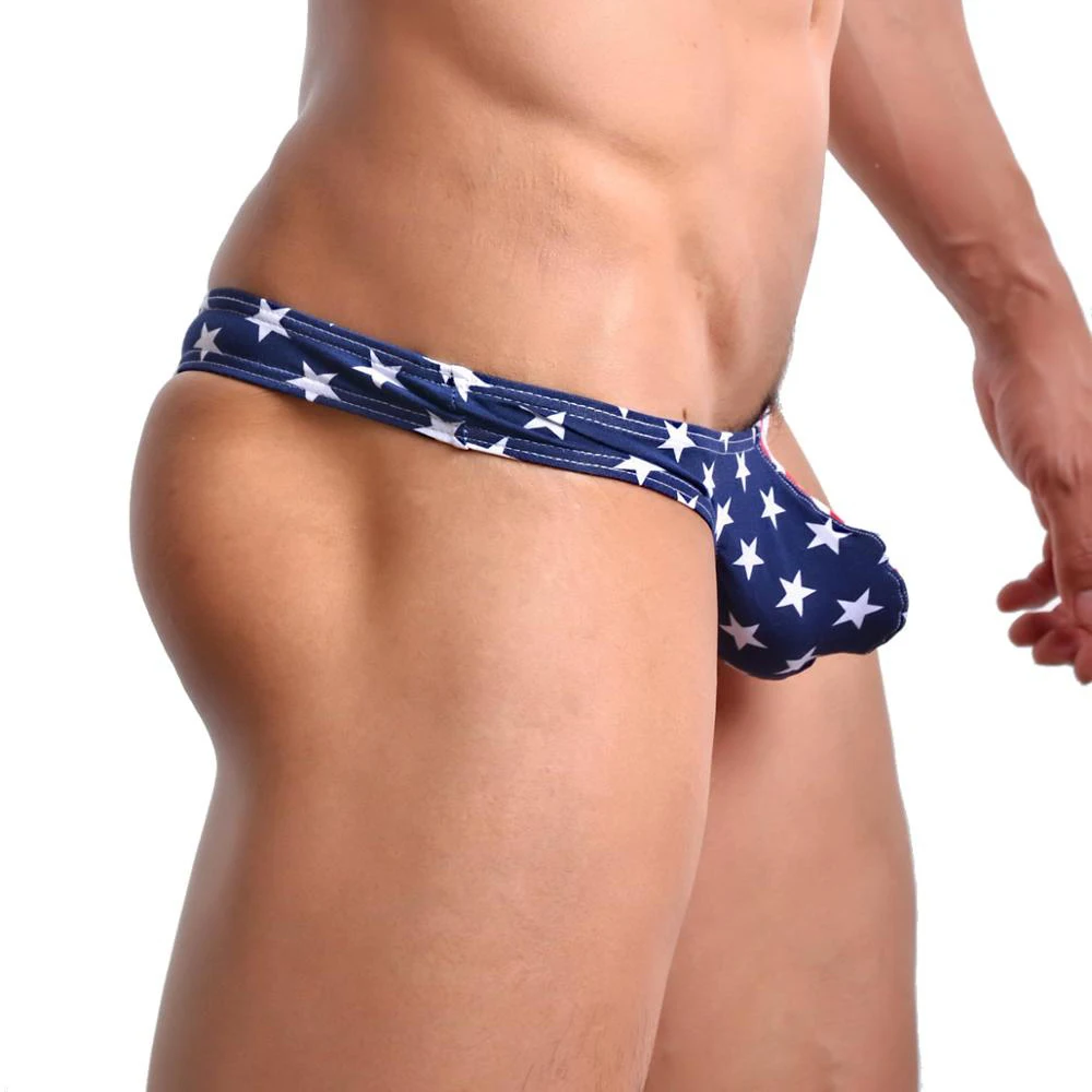 Сексуальное мужское нижнее белье трусы-брифы с флагом США мужские стринги бикини