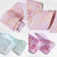 4100cm holographic nail foils marble series blooming pink blue paper nail art transfer sticker slide nail art decal decorations
