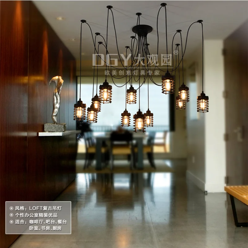 Koop Mutilple Arm Edison Lamp Hanger Kroonluchter Moderne Vintage Loft Bar Restaurant Slaapkamer E27 Art Hanger Industriële Lamp Gratis Schip