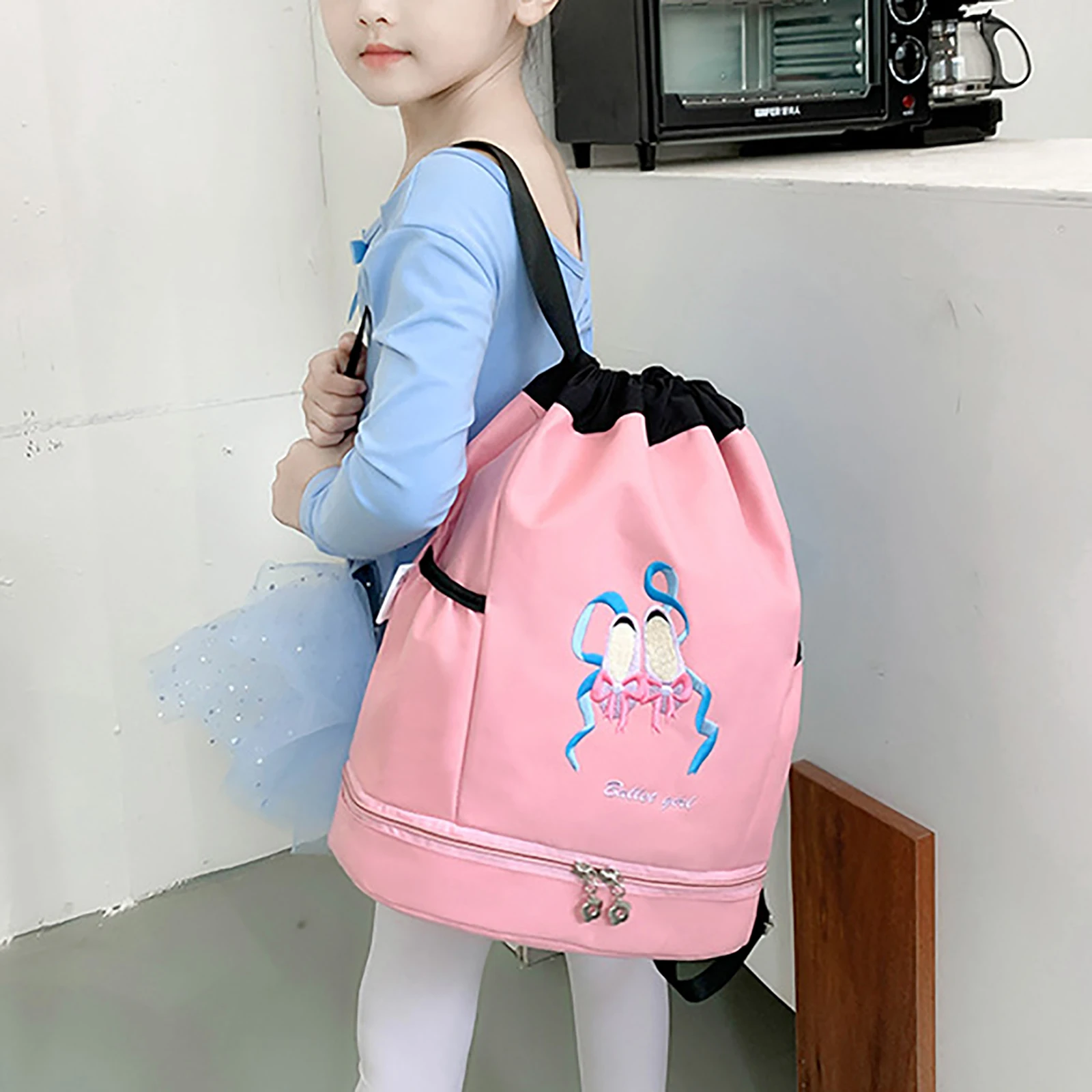 Спортивные сумки для балета Детская сумка с вышивкой на шнурке девочек складная