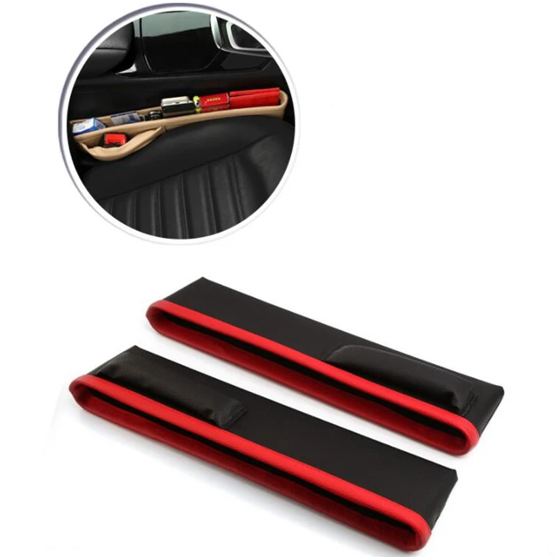 

2pcs Universal Car Seat Gap Pockets Leather Auto Seats Filler Leak Stop Pad Spacer Holster Phone Organizer Storage Bags