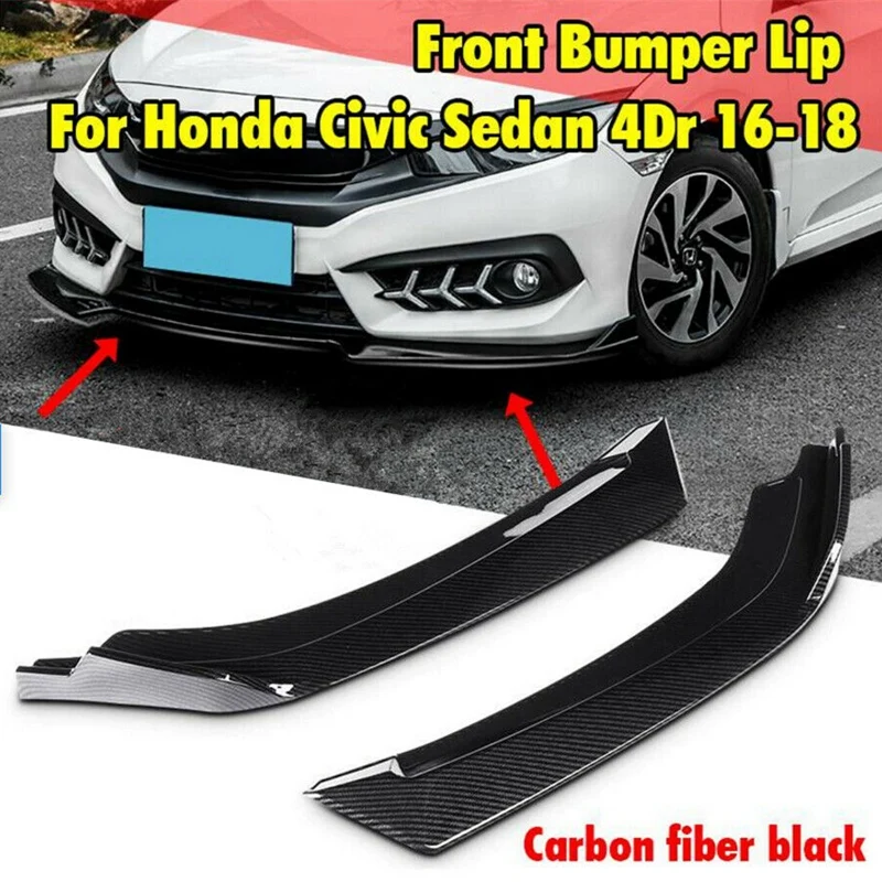 

Передний бампер из углеродного волокна, угловой диффузор для губ, сплиттер, спойлер, защита от царапин для Honda Civic Sedan 4Dr 2016-2018