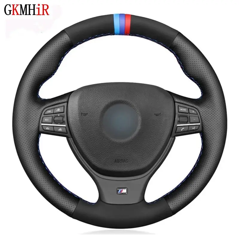 

DIY Black Genuine Leather Suede Car Steering Wheel Cover For BMW serie 5 520i 528i F10 F11 F07 2009-2017 M5 F10 2011-2013