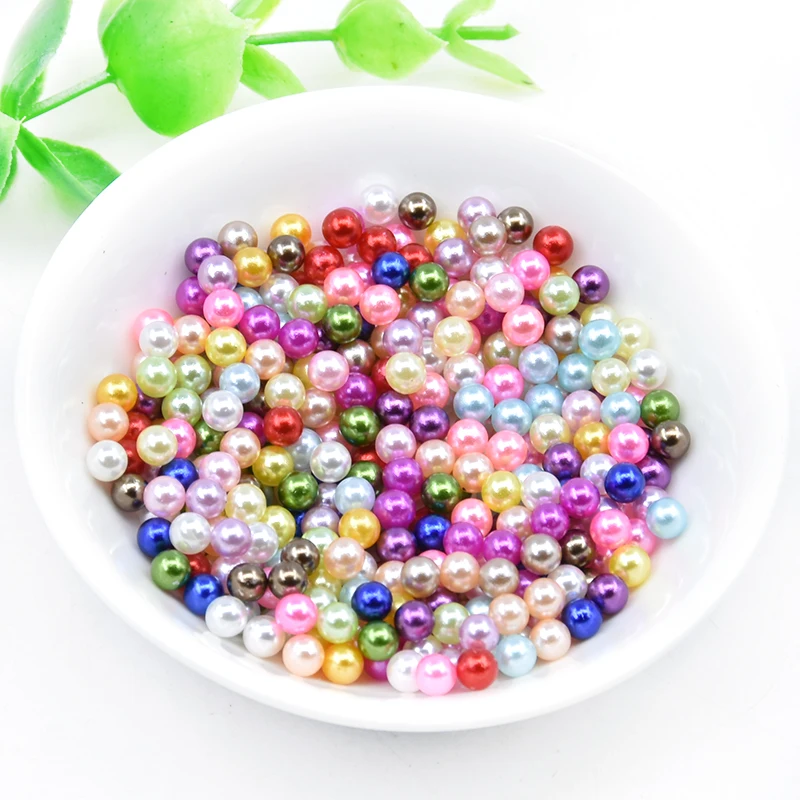 4mm 500pcs Without Holes Colorful Round Acrylic Sewing Pearl Beads Clothes Headwear Shoes Bag Craft Beaded DIY Jewelry Making | Дом и сад