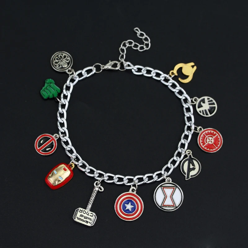 Marvel Superhero Organisation Die Avengers Armband Captain America Spiderman Iron Man Deadpool Thor Anhänger Charme Armband