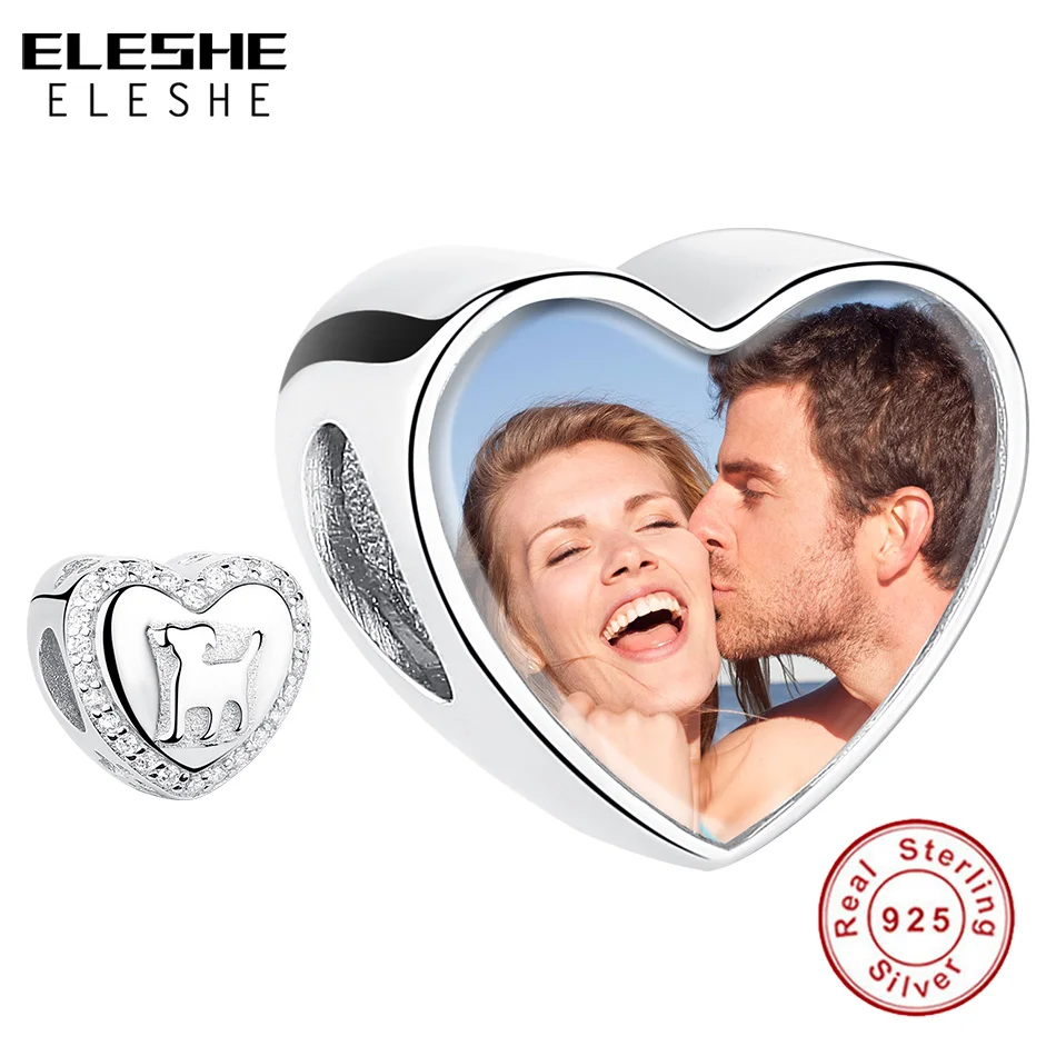 Персонализированные пользовательские фото шарма сердца 925 пробы Серебряная ПЭТ
