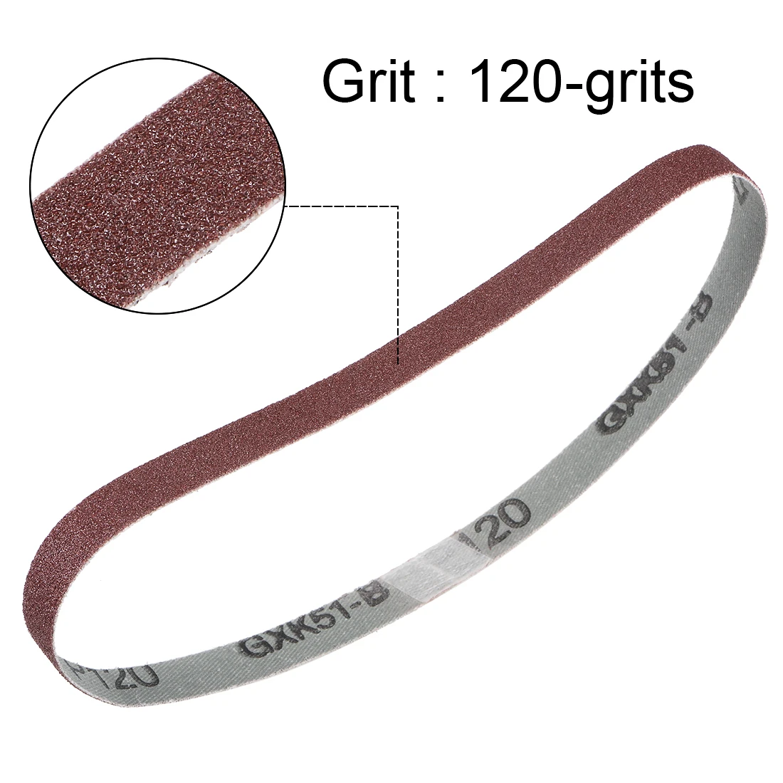 

uxcell 12pcs 1/2-inch X 18-inch(13mm X 462mm) Sanding Belt 120 Grit Aluminum Oxide to wood plastic fiberglass metal etc.